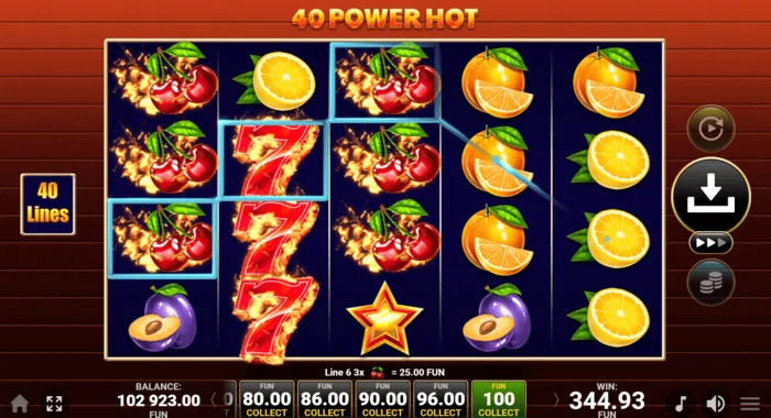 40 Power Hot Coin Boost osnovna igra dobitak
